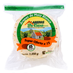 Arepa De Maiz Blanco De Casa 15 Unidades 1350Gr