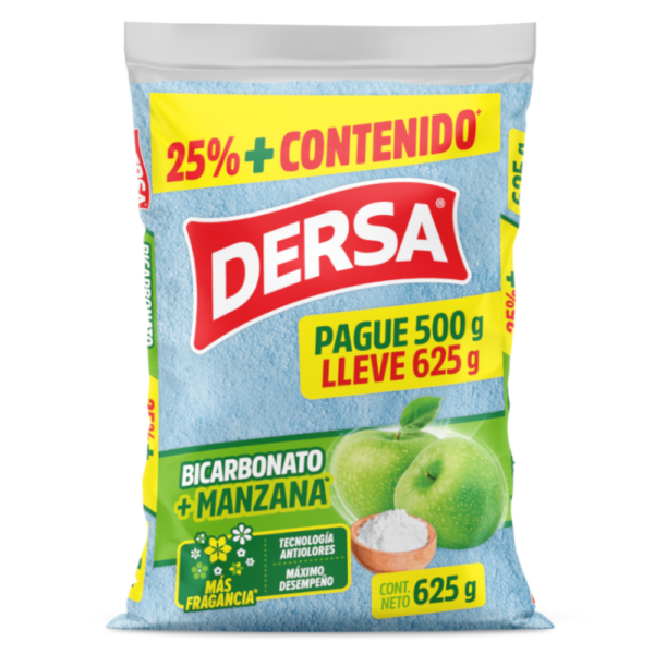 Detergente Dersa En Polvo Bicarbonato + Manzana Pague 500Gr LLeve 625Gr