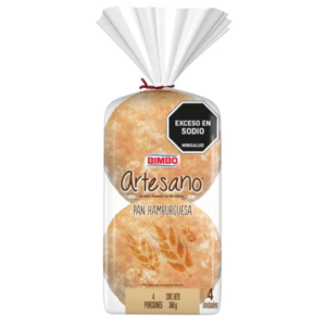 Pan Bimbo Hamburguesa Artesano 4 Unidades 360Gr