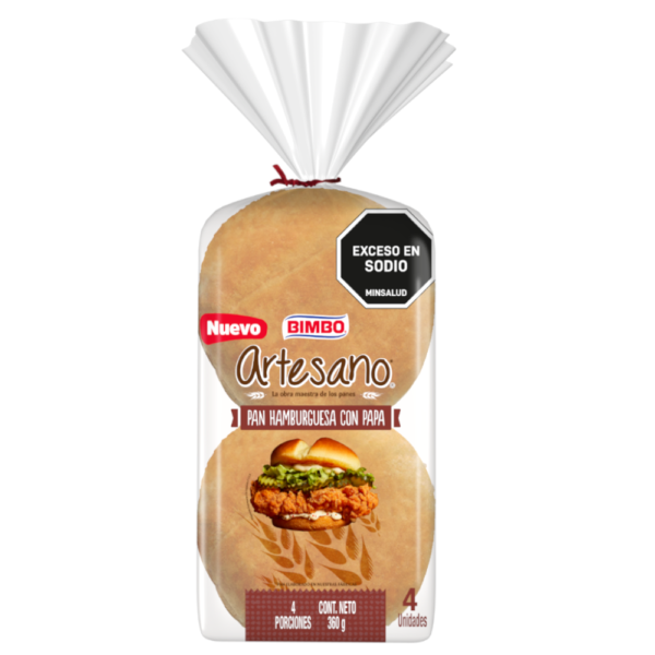 Pan Bimbo Hamburguesa Con Papa Artesano 4 Unidades 360Gr