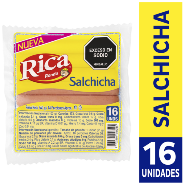 Salchicha Rica 16 Unidades 340Gr